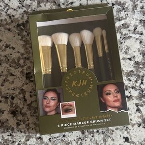 KJH 6 Piece Makeup Brush Set - Gold and teal